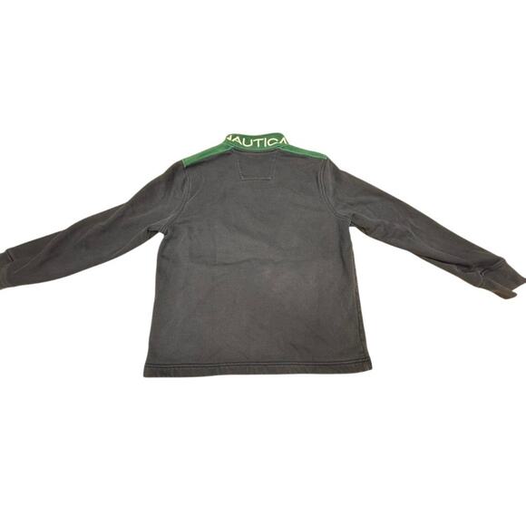"Nautica" 1/4 Mens Sweatshirt Navy /Green Pockets L Chest Logo SZ M Colorblock - Picture 8 of 10